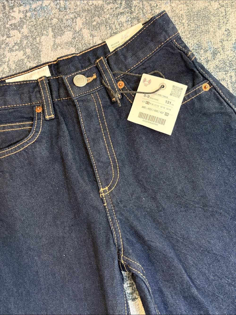 Zara Dark Blue Barrel fit relaxed regular length 131 cmm -8-9 years old